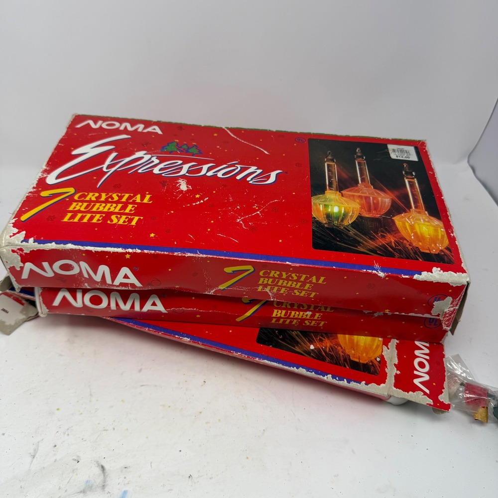 Noma Expressions 7 Crystal Bubble Lite Set lot of 3 Vintage Christmas Lights